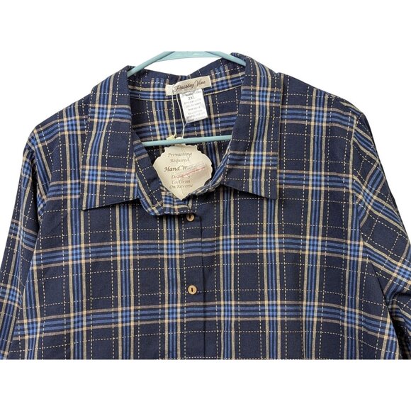 Paisley Vine Women Plus 2XL Plaid Long Sleeve Eyelet Ruffle Lace Shirt Button Up - Picture 9 of 15